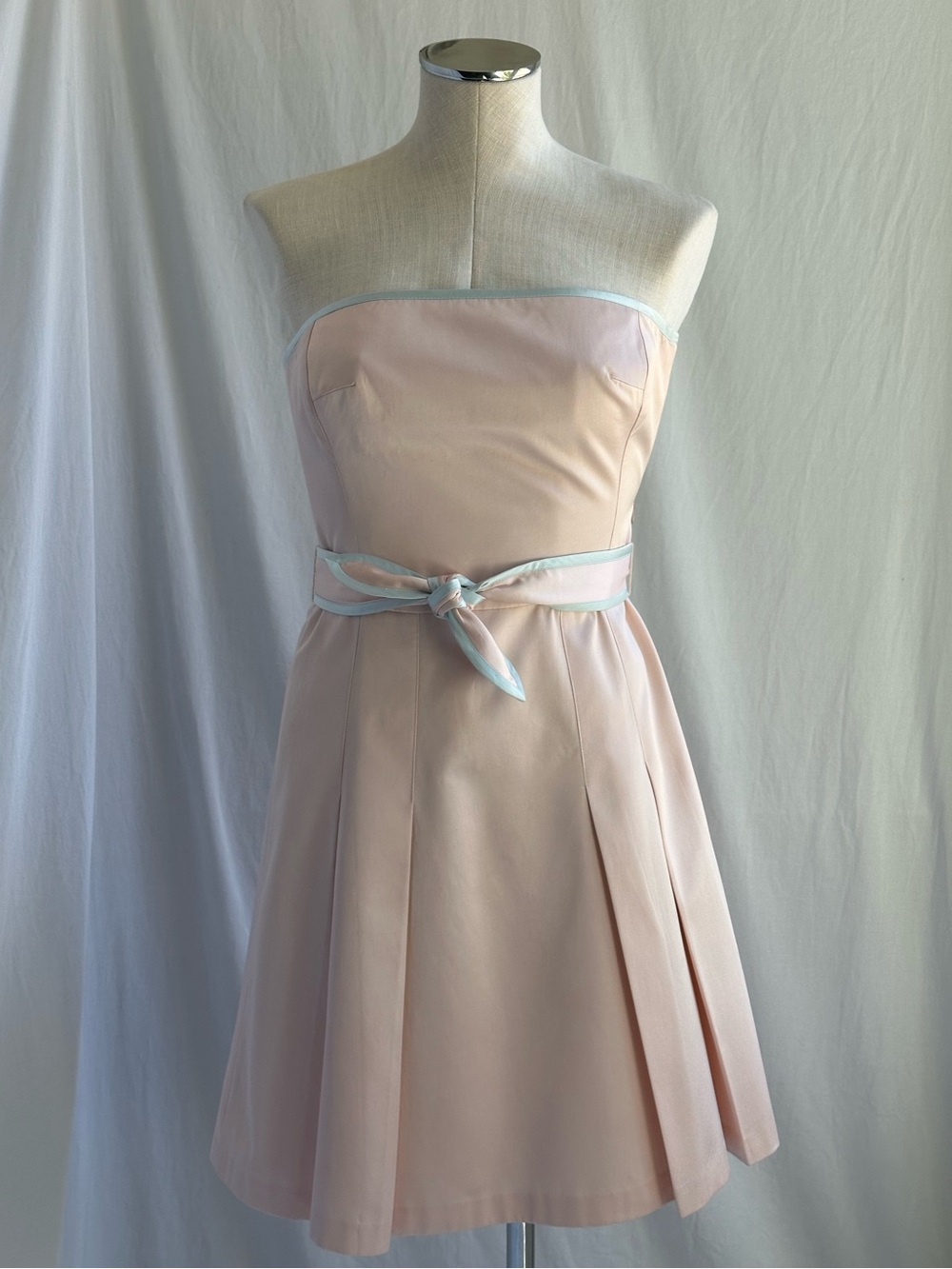 Y2K Tocca Ballerina Pink Pleated Dress | Baby Blue Satin Trim | Size 2